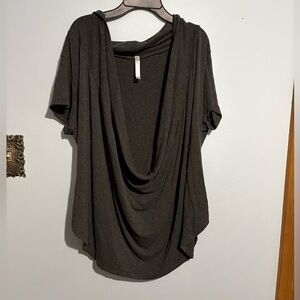 Lyss Loo Charcoal Drape Neck Blouse
